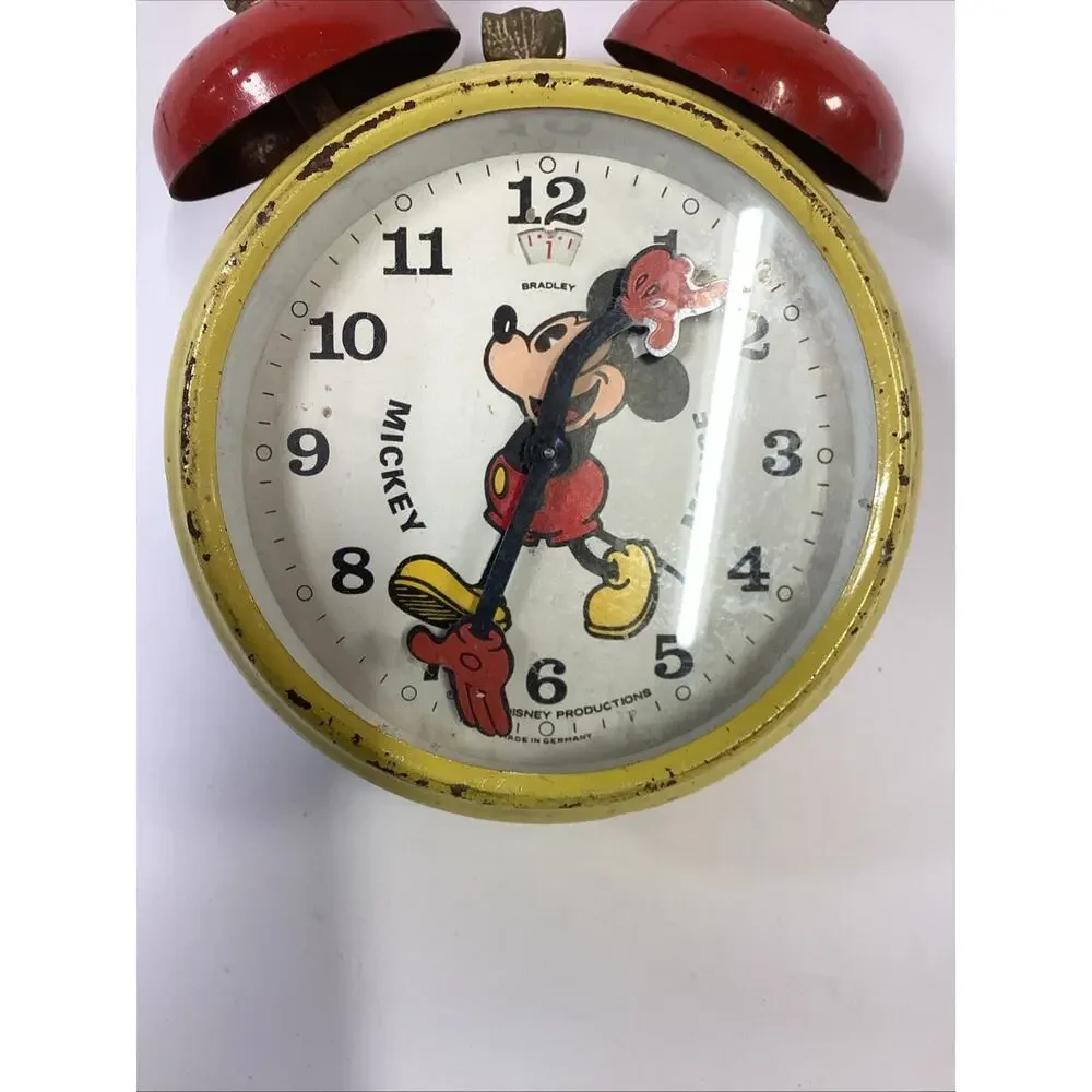 Vintage Bradley Mickey Mouse Alarm Clock Disney Germany Untested